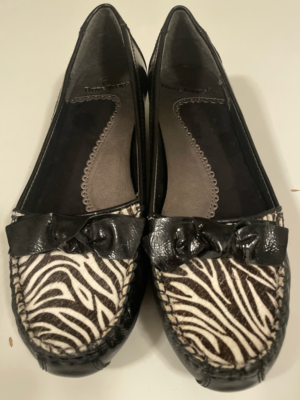 Bare Traps “Irene” Leather Zebra-Print Loafers